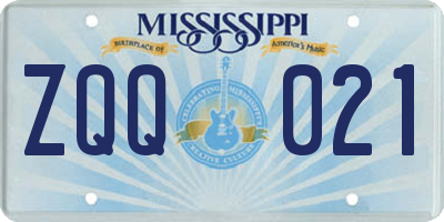 MS license plate ZQQ021
