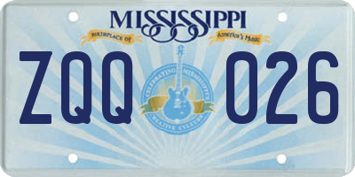 MS license plate ZQQ026