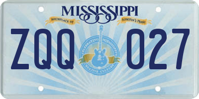 MS license plate ZQQ027