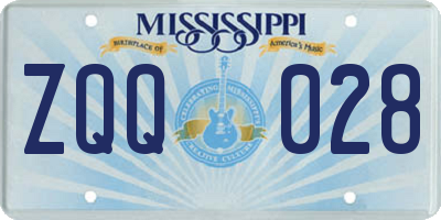 MS license plate ZQQ028