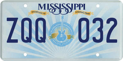 MS license plate ZQQ032