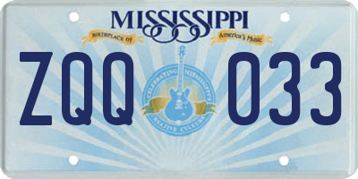 MS license plate ZQQ033
