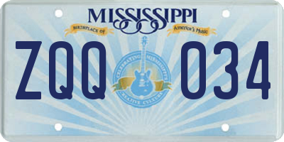 MS license plate ZQQ034