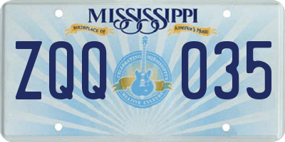 MS license plate ZQQ035