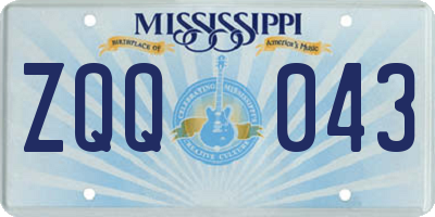 MS license plate ZQQ043