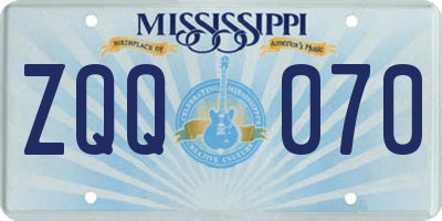 MS license plate ZQQ070