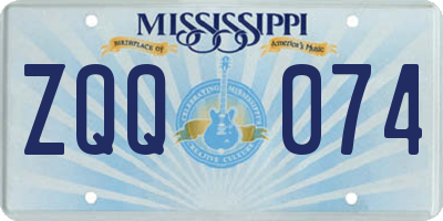 MS license plate ZQQ074