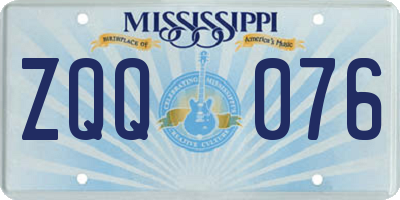 MS license plate ZQQ076
