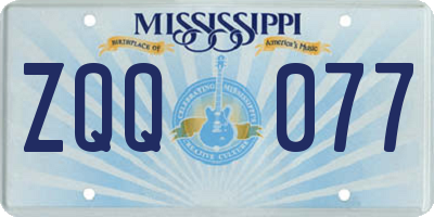 MS license plate ZQQ077