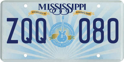 MS license plate ZQQ080