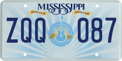 MS license plate ZQQ087
