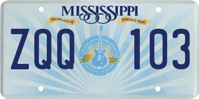 MS license plate ZQQ103