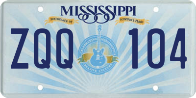 MS license plate ZQQ104