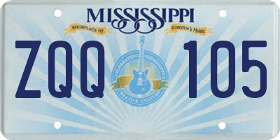 MS license plate ZQQ105