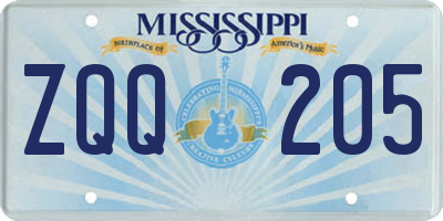 MS license plate ZQQ205