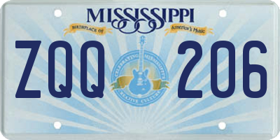 MS license plate ZQQ206