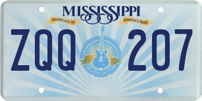 MS license plate ZQQ207