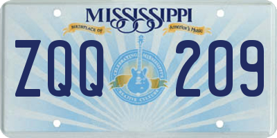 MS license plate ZQQ209