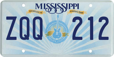 MS license plate ZQQ212