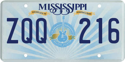 MS license plate ZQQ216
