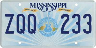 MS license plate ZQQ233