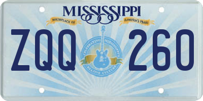 MS license plate ZQQ260