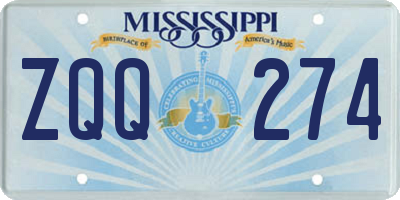 MS license plate ZQQ274