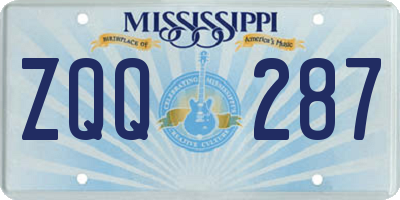 MS license plate ZQQ287