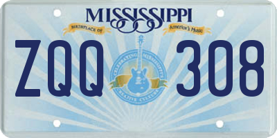 MS license plate ZQQ308