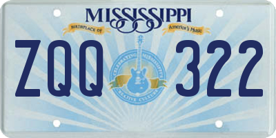 MS license plate ZQQ322