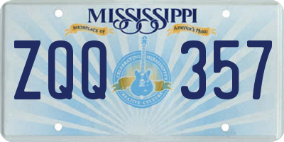 MS license plate ZQQ357