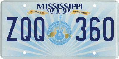 MS license plate ZQQ360
