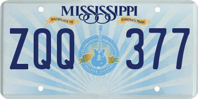 MS license plate ZQQ377