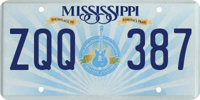 MS license plate ZQQ387