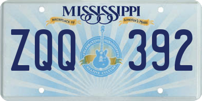 MS license plate ZQQ392
