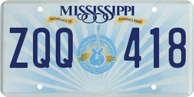 MS license plate ZQQ418