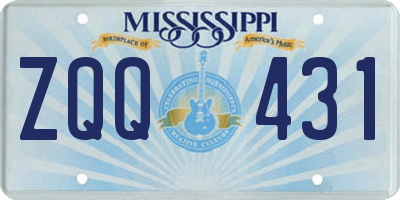 MS license plate ZQQ431
