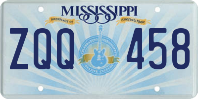 MS license plate ZQQ458