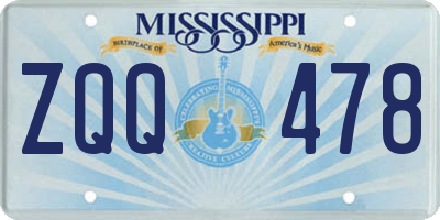 MS license plate ZQQ478