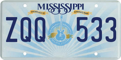 MS license plate ZQQ533