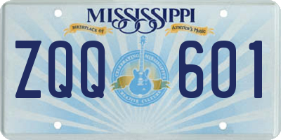 MS license plate ZQQ601