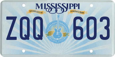 MS license plate ZQQ603