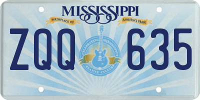 MS license plate ZQQ635