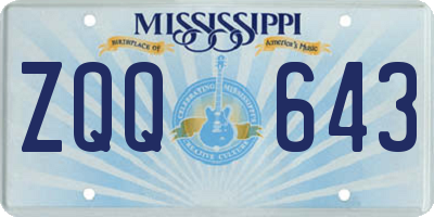 MS license plate ZQQ643