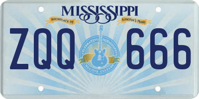 MS license plate ZQQ666