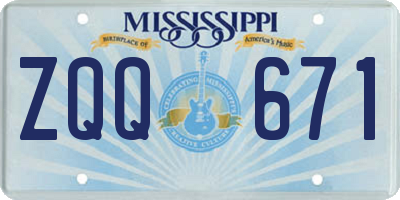 MS license plate ZQQ671