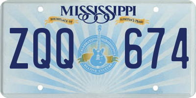 MS license plate ZQQ674