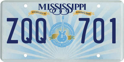 MS license plate ZQQ701