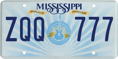 MS license plate ZQQ777