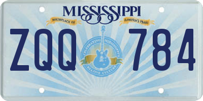 MS license plate ZQQ784